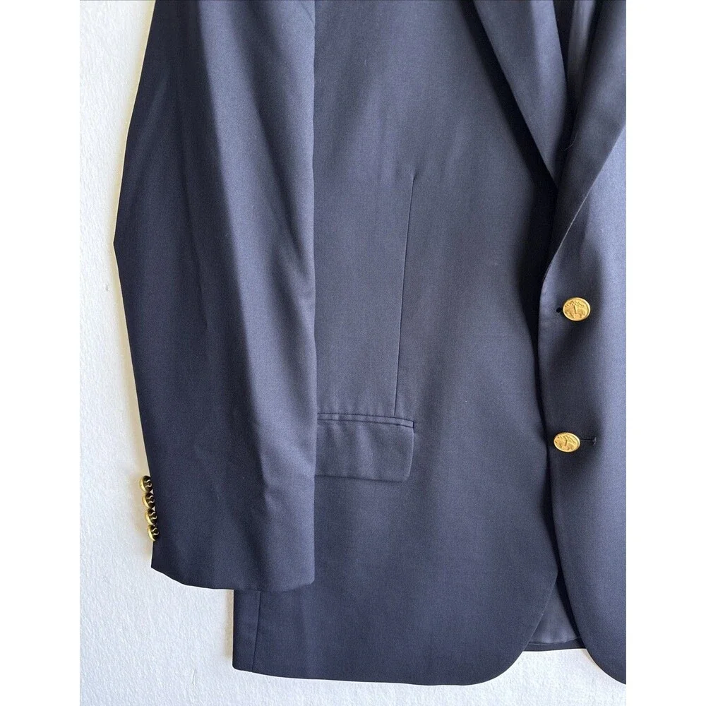 346 Brooks Brothers Blazer Navy Wool Gold Button Sport Coat 2 Button Size 44S